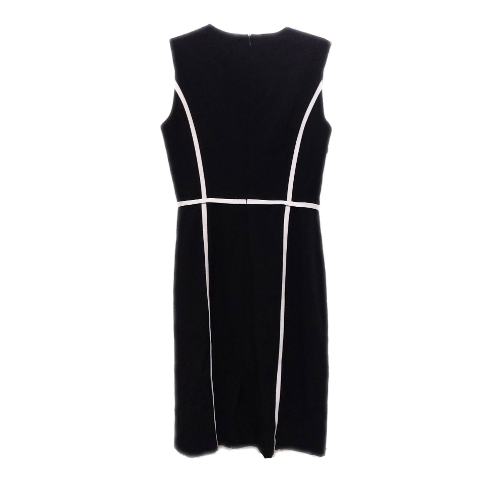 Calvin Klein EUC Black White Piping Sleeveless Sheath Dress Womens S/M - Picture 6 of 6